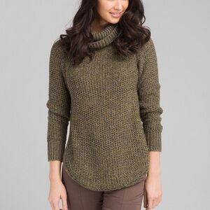 PrAna Callisto Turtleneck Cowl Neck Sweater Rye Green Wool Alpaca XS